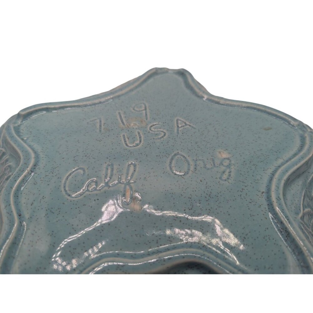 Vintage California Pottery Maple Leaf Platter in Turquoise 13" - Picture 8 of 13